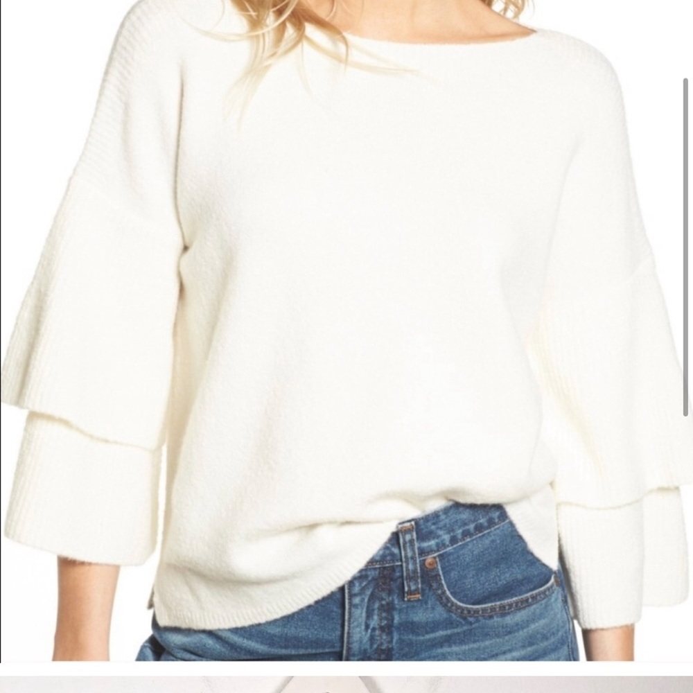 Madewell tiered cream sweater